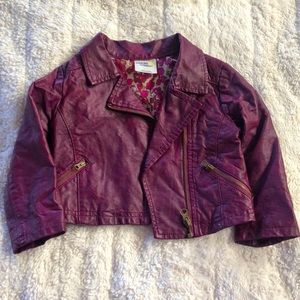 Plum girls faux leather looking coat